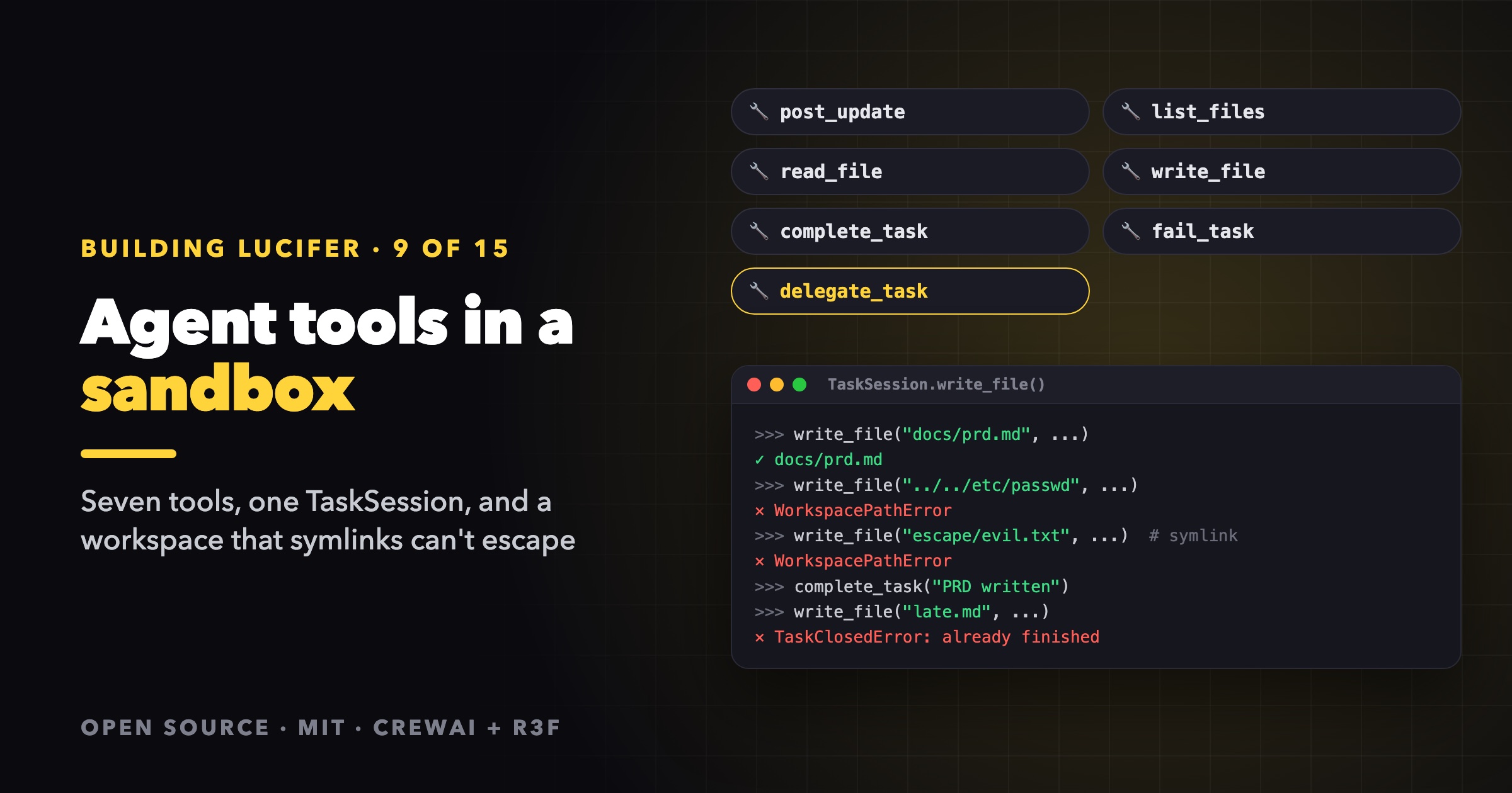Cover Image for Sandboxed Agent Tools: write_file, delegate_task and a Workspace Agents Can't Escape