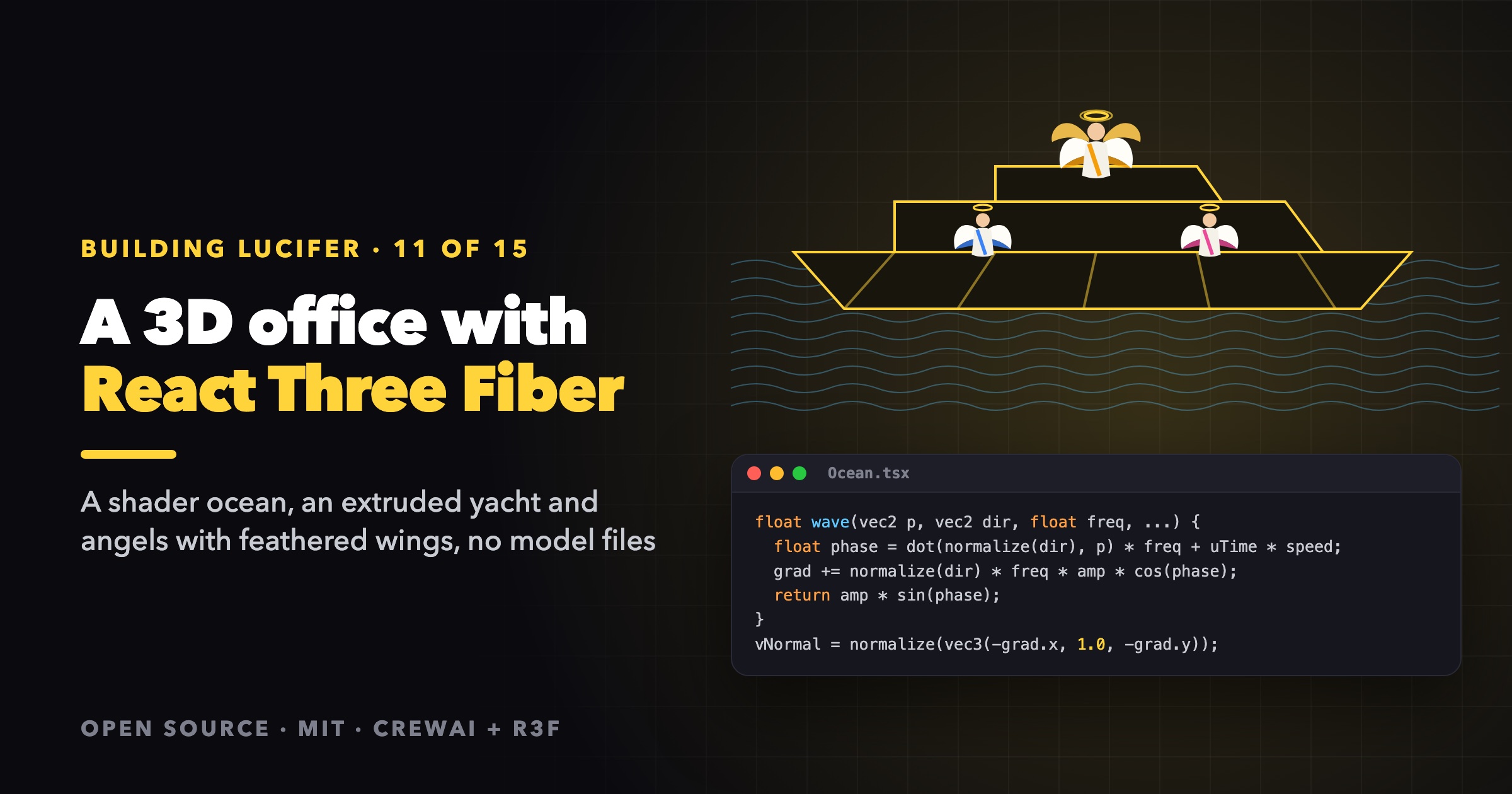 Cover Image for Building a 3D Office with React Three Fiber: Yacht, Ocean and Angels